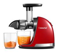 Exprimidor Lento AMZCHEF - Exprimidor Silencioso con Función Reversa para Frutas y Verduras | Incluye Jarra y Cepillo de Limpieza (150 W, Rojo)