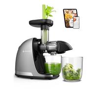 Exprimidor Lento AMZCHEF - Exprimidor Silencioso con Función Reversa para Frutas y Verduras | Incluye Jarra y Cepillo de Limpieza (150 W,Gris)