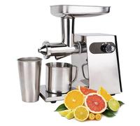Exprimidor lento, exprimidor masticador de acero inoxidable de 200 W con expulsión automática de pulpa, alto rendimiento de jugo para frutas, verduras, pasto de trigo, motor silencioso, fácil de limpi