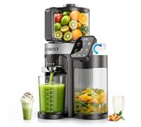 Exprimidor lento mejorado 2026 con boca de llenado de 155 mm de ancho y embudo de 2,5 L, máquina de exprimidor inteligente 3 en 1 para frutas enteras/verduras, sorbete y leche de nueces (gris)