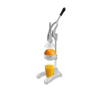 Exprimidor manual, de acero inoxidable con dos moldes de prensa intercambiables y mango ergonómico para una fácil extracción de zumo de cítricos como el limón y la naranja - plata - ideal para el