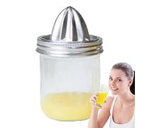 Exprimidor manual de acero inoxidable, exprimidor de cocina portátil, tapa de exprimidor de lima de acero inoxidable con tarro de vidrio, para bebidas de naranja y lima, picnic al aire libre,
