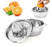 Exprimidor manual de acero inoxidable, exprimidor de limón, diámetro 13,8 cm, apto para lavavajillas, calidad profesional. Exprimidor de naranjas manual para limones, pomelos y naranjas.