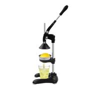 Exprimidor manual de acero inoxidable, exprimidor de mano profesional con 2 cabezales para cítricos y granada, prensa de mesa estable para naranjas, limones, limas (negro)