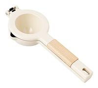 Exprimidor manual de limón, exprimidor de limón cítrico con mango de madera, exprimidor manual, prensa manual, exprimidor de cítricos de metal para naranja y lima (Blanca (mango de madera))