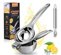 Exprimidor Manual,Exprimidor de Naranjas Manual,Exprimidor de Limones Manual Anticáustico,Aluminio Esprimidores Manual,Incluye Rallador Limon,Exprimidor Limon Manual de 7cm Diámetro para Cocina,Bar