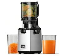 Exprimidor masticable lento fretta, tanque de alimentación grande de 135 mm, adecuado para frutas y verduras enteras, exprimidor automático fácil de limpiar, sin bpa, 250 vatios, acero inoxidable