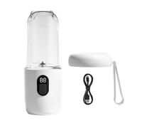 Exprimidor portátil, taza exprimidora recargable por USB, inalámbrica, eléctrica, con tapa, potente mezcla para gimnasio, viajes, cocina, color blanco
