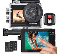 Exprotrek Cámara de acción 4K con Pantalla táctil, EIS Gran Angular de 170°, cámara subacuática Impermeable de 40 m, cámara Deportiva de Control Remoto con Kit de Accesorios para Casco