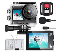 Exprotrek Cámara Deportiva 4K con Pantalla táctil, 4K 30fps,cámara subacuática Impermeable de 40 m,cámara Deportiva con Control Remoto y Kit de Accesorios para Casco
