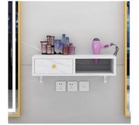 exproyzk Estación de peluquería de Pared con 1 cajón, estación de peluquería con Soporte para secador de Pelo, Equipo Flotante para SPA(White#B,50x30x16cm)