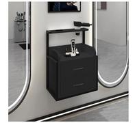 exproyzk Estación de peluquería de Pared con 2 cajones, estación de peluquería con Soporte para secador de Pelo, Equipo de Almacenamiento Flotante(Black#B)