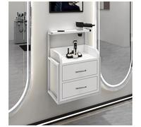 exproyzk Estación de peluquería de Pared con 2 cajones, estación de peluquería con Soporte para secador de Pelo, Equipo de Almacenamiento Flotante(White#C)