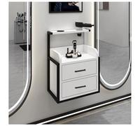 exproyzk Estación de peluquería de Pared con 2 cajones, estación de peluquería con Soporte para secador de Pelo, Equipo de Almacenamiento Flotante(White#B)