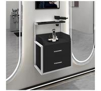 exproyzk Estación de peluquería de Pared con 2 cajones, estación de peluquería con Soporte para secador de Pelo, Equipo de Almacenamiento Flotante(Black#C)