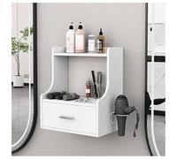 exproyzk Estación de peluquería de Pared, Mesa de peluquería con cajón y Soporte para secador de Pelo, Equipo de salón de Belleza(Blanco)