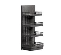 exproyzk Estante de exhibición de 4 Niveles para Tiendas, Estante de Almacenamiento metálico Alto, Organizador de estanterías para Tiendas(Grey)