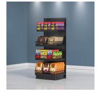 exproyzk Estante de exhibición de 4 Niveles para Tiendas minoristas, Puesto de Papas Fritas con estantes de Almacenamiento(Grey)