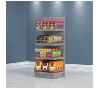 exproyzk Estante de exhibición de 4 Niveles para Tiendas minoristas, Puesto de Papas Fritas con estantes de Almacenamiento(Black)
