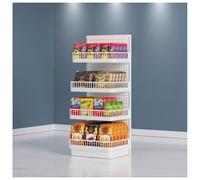 exproyzk Estante de exhibición de 4 Niveles para Tiendas minoristas, Puesto de Papas Fritas con estantes de Almacenamiento(Blanco)