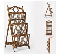 exproyzk Estantería de Escalera, Estantería Plegable de ratán, Estantería Independiente, Estantes organizadores de Madera para Sala de Estar, Dormitorio y Oficina