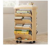exproyzk Estantería rodante Estantería de bambú de Doble Cara con Ruedas. Organizador de Libros Compacto móvil, Estantería organizadora de Almacenamiento(Natural)