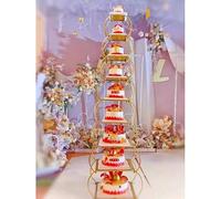 exproyzk Expositor de Pasteles Bandeja de Metal para postres y Pasteles, Ideal para Bodas, cumpleaños y Fiestas.(8-Tier)