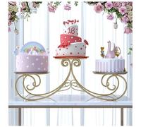 exproyzk Expositor Grande para Tartas Expositor metálico de 3 Niveles para Tartas y postres, Ideal para Bodas y cumpleaños(Gold)