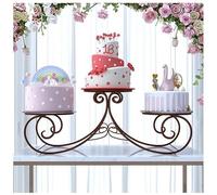 exproyzk Expositor Grande para Tartas Expositor metálico de 3 Niveles para Tartas y postres, Ideal para Bodas y cumpleaños(marrón)