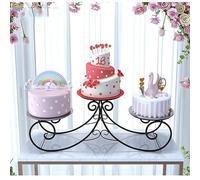 exproyzk Expositor Grande para Tartas Expositor metálico de 3 Niveles para Tartas y postres, Ideal para Bodas y cumpleaños(Black)