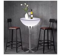 exproyzk Mesa de Centro con iluminación LED, Mesa de Bar Recargable, Mesa de cóctel con iluminación para Bar con Control Remoto. Gran Base de Acero, 8 tamaños(80 * 56cm)