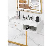 exproyzk Mueble de Pared con estación de estilismo Soporte Flotante para TV Consola Multimedia de Pared con Estante Organizador de encimera para baño(White#B,50x30x16cm)