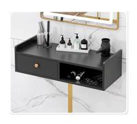 exproyzk Mueble de Pared con estación de estilismo Soporte Flotante para TV Consola Multimedia de Pared con Estante Organizador de encimera para baño(Black,70x30x16cm)