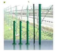 exproyzk Poste Metálico para Cercas; Soporte De Tubo De Acero para Alambre De Púas con Base O Estaca; Poste con Base para Montaje En Suelo Y Ganchos, Ideal para Jardines