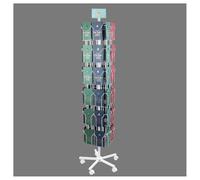 exproyzk Revistero Giratorio de Alambre, Expositor metálico con 27 Compartimentos, Organizador con Ruedas de 6 Niveles y 5 Ruedas(Blanco,167cm)