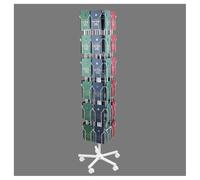 exproyzk Revistero Giratorio de Alambre, Expositor metálico con 27 Compartimentos, Organizador con Ruedas de 6 Niveles y 5 Ruedas(Blanco,150cm)