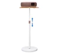 exproyzk Soporte de Suelo para proyector con Bandeja de Madera Maciza - Estantería/Plataforma para portátil - Altura Ajustable - No Requiere perforación(Blanco)