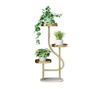 exproyzk Soporte Esquinero para Plantas - Expositor Decorativo con Base De Mármol (Interior Y Exterior), Estantería Metálica para Flores, Estantería Tipo Escalera para Hogar(Gold,40x90cm)
