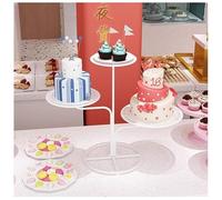 exproyzk Soporte metálico para Tartas de 3 Niveles Expositor para Tartas Bandeja de postres para cumpleaños y Bodas(Blanco)