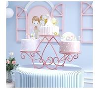 exproyzk Soporte para Pastel de 3 Niveles Juego de Soportes metálicos para Pastel Bandeja para exhibir Pasteles con diseño Floral Torre de Dulces y Frutas(Rosado)