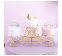 exproyzk Soporte para Pasteles de 3 Niveles Expositor metálico Multicapa para postres, Bandeja para postres de cumpleaños Bandejas para Pasteles(Gold)