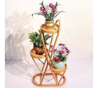 exproyzk Soporte para Plantas rústicas Estante de Almacenamiento de ratán Jardinero Natural Estante para Flores de Interior