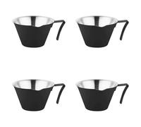 EXQIOUR 4 tazas de café de acero inoxidable de 100 ml de grosor, medición con extracción graduada, acero inoxidable, extracción de espresso con graduado