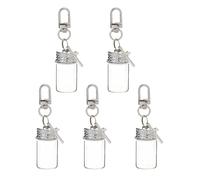 EXQIOUR 5 piezas de cadena de esperanza de vidrio hecha a mano personalizable, tapa de aluminio, botella vacía, soporte para tarro de almacenamiento de botellas de deseo, llavero, f, Talla única