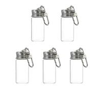 EXQIOUR 5 piezas de cadena de esperanza de vidrio hecha a mano personalizable, tapa de aluminio, botella vacía, soporte para tarro de almacenamiento de botellas de deseo, llavero, e, Talla única