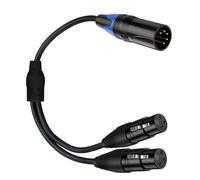 EXQIOUR Cable de sonido profesional XLR de 5 pines a XLR doble de 3 pines para aplicación de sonido en vivo de estudio, conectores chapados en oro, cable de enlace profesional