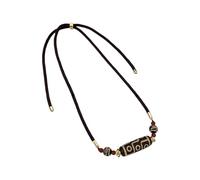 EXQIOUR Collar Dzi de ágata natural de nueve ojos que simboliza el poder de la artesanía cultural antigua, adorno para el cuello para uso diario, collar de protección espiritual, talla única, como se