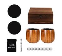 EXQIOUR El juego de vidrio irlandés con acabado de madera natural viene con piedras de congelación para un excelente mantenimiento de la temperatura, plan elegante para instancias elegantes con sabor