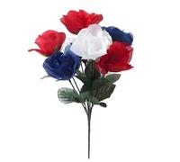 EXQIOUR Flor artificial del Día Patriótico para decoración navideña y celebración del 4 de julio, arbustos artificiales permanentes