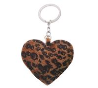 EXQIOUR Llavero de piel sintética fácil de usar, diseño de corazón de leopardo, sin necesidad de herramientas para una fijación rápida y un soporte cómodo, marrón oscuro, gold chain